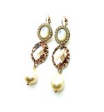 Earrings By Mariana Caribbean Life Coll.  Sophisticated Pearl Mineral, Topaz & Whites Austrian Crystals