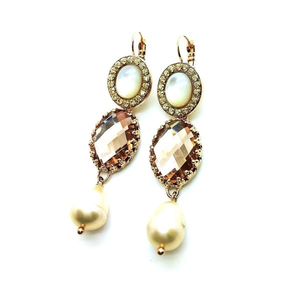 Earrings By Mariana Caribbean Life Coll.  Sophisticated Pearl Mineral, Topaz & Whites Austrian Crystals