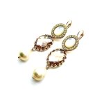 Earrings By Mariana Caribbean Life Coll.  Sophisticated Pearl Mineral, Topaz & Whites Austrian Crystals - Image 3