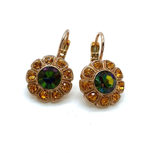 Earrings By Mariana Woman Floral Topaz and Vitrail Medium Swarovski Crystals