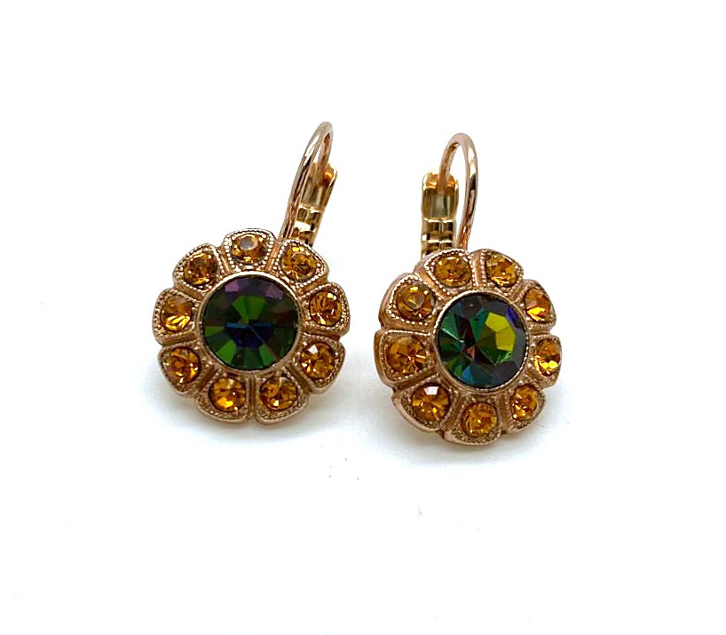 E-1131-1021-MR6 (3) Earrings By Mariana Woman Floral Topaz and Vitrail Medium Swarovski Crystals - Image 1