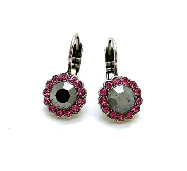 E-1133-747-1-SP6 (3) Mariana Earrings Sassy Fuchsia & Jet Hematite Swarovski Crystals Inspiration Coll. - Image 1