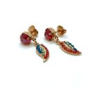 Mariana Earrings Leaf Dangling Colorful Swarovski Crystals Bird Of Paradise Botanica Coll. - Image 3