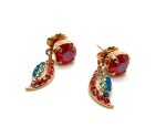 Mariana Earrings Leaf Dangling Colorful Swarovski Crystals Bird Of Paradise Botanica Coll. - Image 2