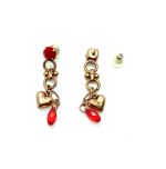 Mariana Earrings Dangling Heart Shaped & Reds Swarovski Crystals Flame Ambrosia Coll. - Image 3