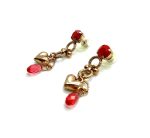 Mariana Earrings Dangling Heart Shaped & Reds Swarovski Crystals Flame Ambrosia Coll. - Image 2
