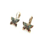 Earrings By Mariana Gaea Odyssey Coll. Lovely Butterfly Shaped Blues & Reds Austrian Crystals - Image 2
