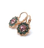 Mariana Earrings Flower Shaped Greys & Pinks Austrian Crystals Madagascar Africa Coll.