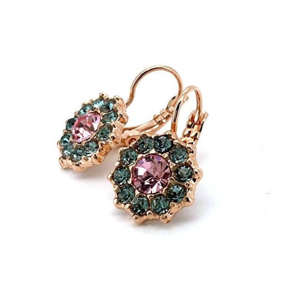 Mariana Earrings Flower Shaped Greys & Pinks Austrian Crystals Madagascar Africa Coll.