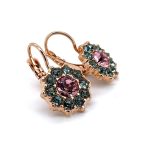 Mariana Earrings Flower Shaped Greys & Pinks Austrian Crystals Madagascar Africa Coll. - Image 3