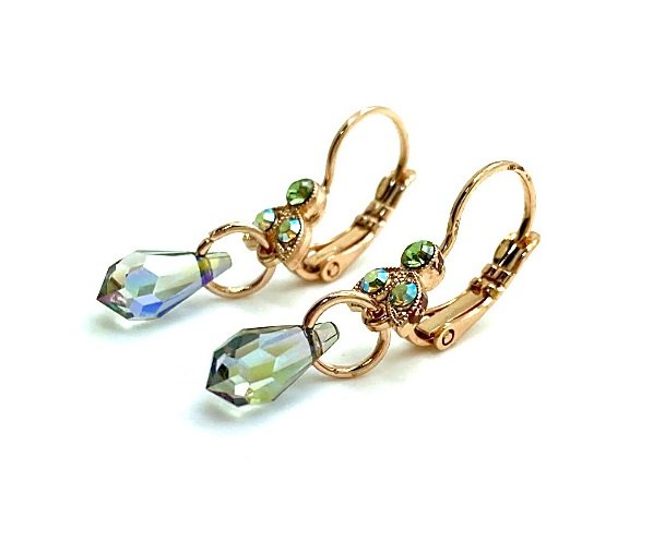 Earrings By Mariana Woman Drop Peridot and Green Swarovski Crystals