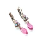 Earrings By Mariana Icons Coll. Dangling Pink and AB Swarovski Crystals - Image 3