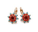 Mariana Earrings Floral Red & Turquoise Austrian Crystals Moondrops Gypsy Soul Coll.