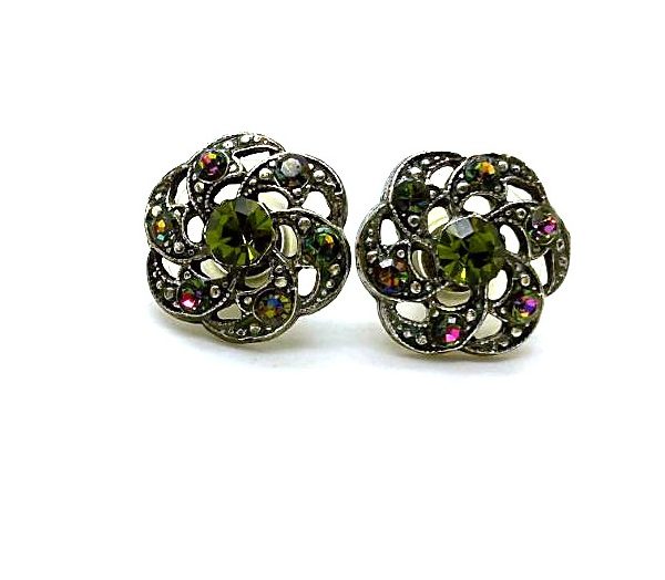 Earrings By Mariana Woman Simply Elegant Fern Green Swarovski Crystals