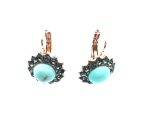 Earrings By Mariana Zanzibar Africa Coll. Exquisite Floral Turquoise Mineral & Black Diamond Austrian Crystals - Image 3