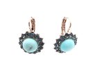 Earrings By Mariana Zanzibar Africa Coll. Exquisite Floral Turquoise Mineral & Black Diamond Austrian Crystals - Image 2
