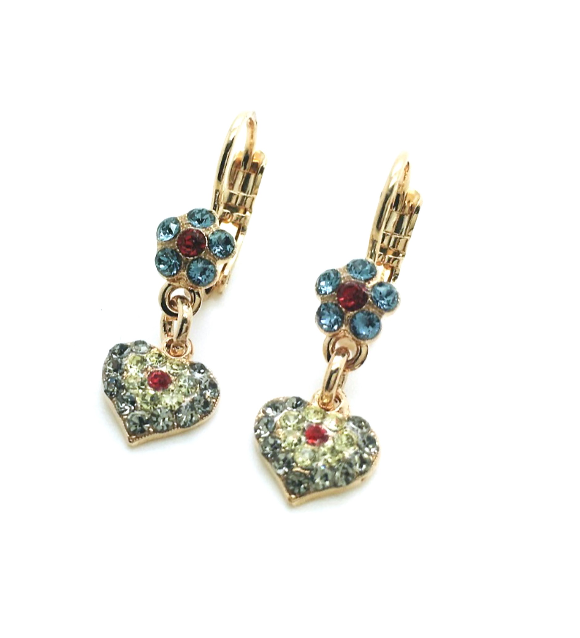 E-1322-4-1090-RG6 (1) Earrings By Mariana Gaea Odyssey Coll. Floral Heart Dangling Multicolored Austrian Crystals - Image 1