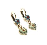 Earrings By Mariana Gaea Odyssey Coll. Floral Heart Dangling Multicolored Austrian Crystals - Image 3