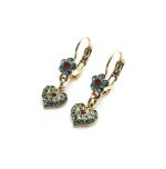Earrings By Mariana Gaea Odyssey Coll. Floral Heart Dangling Multicolored Austrian Crystals - Image 2
