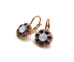 Earrings By Mariana Woman Adorable Floral Tanzanite and Opal Swarovski Crystals - Image 2