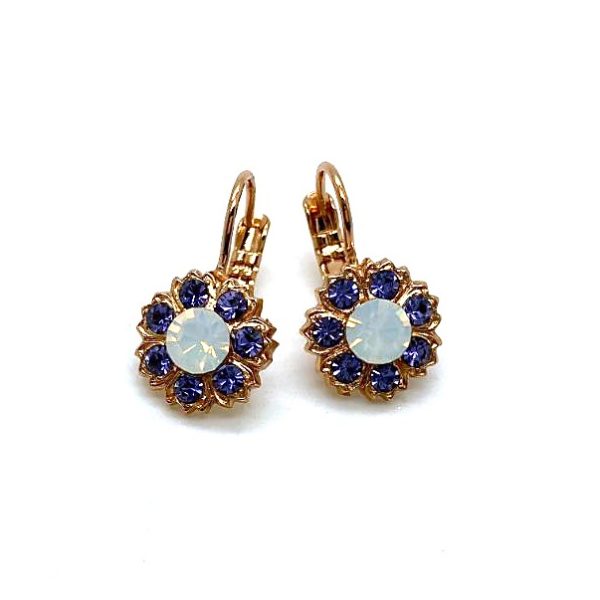 Earrings By Mariana Woman Adorable Floral Tanzanite and Opal Swarovski Crystals
