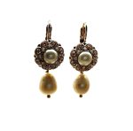 Mariana Earrings Timeless Pearl Mineral, Clear & Golden Shadow Swarovski Crystals Caribbean Life Coll. - Image 3