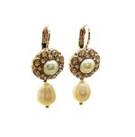 Mariana Earrings Timeless Pearl Mineral, Clear & Golden Shadow Swarovski Crystals Caribbean Life Coll. - Image 2