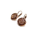 Earrings By Mariana Woman Octagon Smoked Topaz and Peach Swarovski Crystals - Image 2
