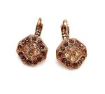 Earrings By Mariana Woman Octagon Smoked Topaz and Peach Swarovski Crystals