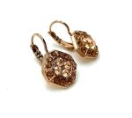 Earrings By Mariana Woman Octagon Smoked Topaz and Peach Swarovski Crystals - Image 3