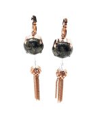 Earrings By Mariana  Zulu Africa Coll. Fashionable Pyrite Mineral & Clear Austrian Crystals - Image 3