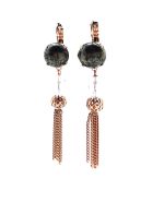 Earrings By Mariana  Zulu Africa Coll. Fashionable Pyrite Mineral & Clear Austrian Crystals - Image 2