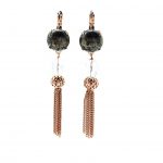 Earrings By Mariana  Zulu Africa Coll. Fashionable Pyrite Mineral & Clear Austrian Crystals