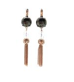 Earrings By Mariana  Zulu Africa Coll. Fashionable Pyrite Mineral & Clear Austrian Crystals