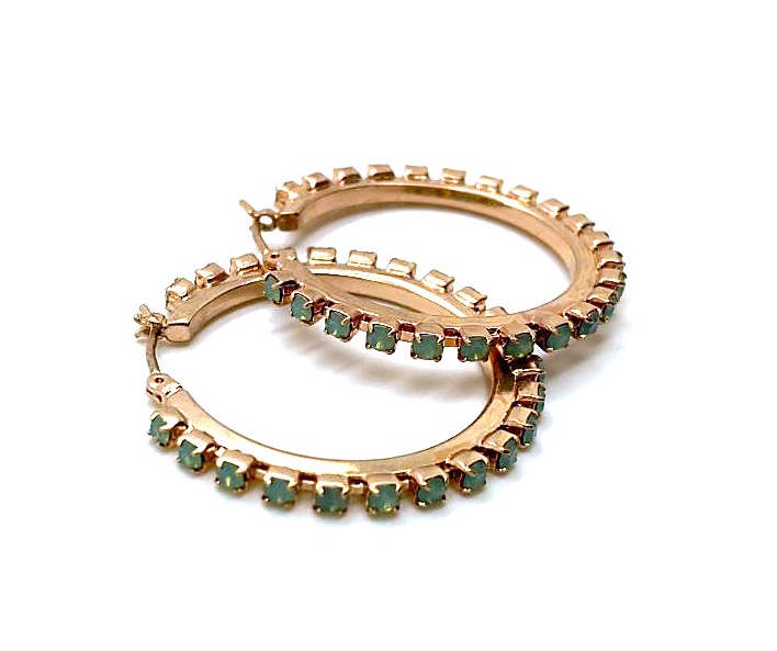 E-1435-3-390-RG6 (1) Mariana Earrings Hoop Beaded Pacific Opal Swarovski Crystals My Treasures Coll. - Image 1