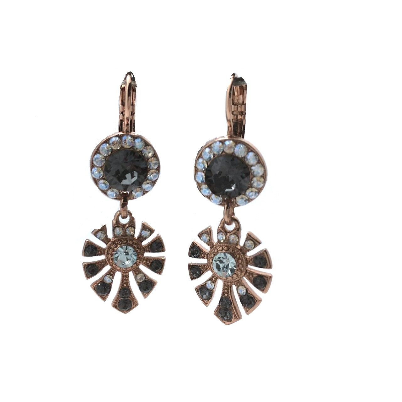 E-1514-3-1080-RG6 (2) Earrings By Mariana Zulu Africa Coll. Glamorous Clear & Silver Night Austrian Crystals - Image 1