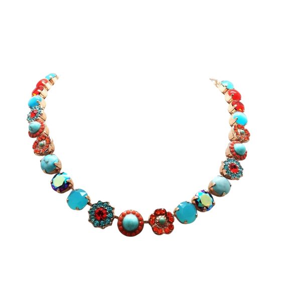 Mariana Necklace Lovely Turq Mineral, Blues & Oranges Swarovski Crystals Serengetti Africa Coll.