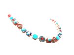 Mariana Necklace Lovely Turq Mineral, Blues & Oranges Swarovski Crystals Serengetti Africa Coll. - Image 3