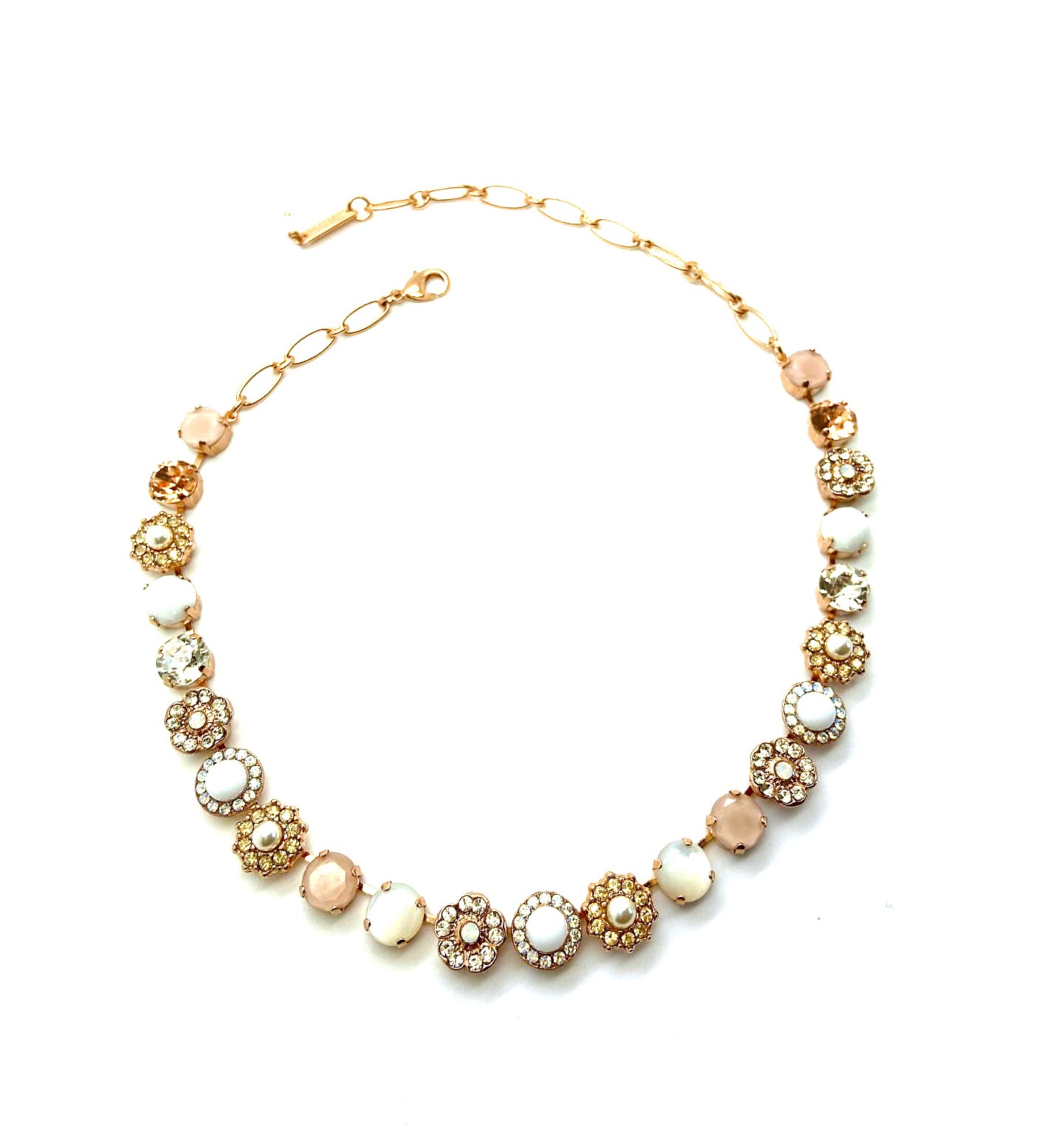 N-3045-2-M1078-RG (1) Mariana Necklace Gorgeous White Shell Mineral, Pearls & Whites Austrian Crystals Kalahari Africa Coll. - Image 1