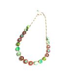 Mariana Necklace Stunning Floral Reds & Greens Austrian Crystals Lotus Silk Road Coll. - Image 3