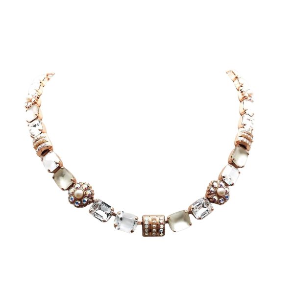 Mariana Necklace Timeless Pearl, Clear & White Opal Austrian Crystals Seashell Ambrosia Coll.