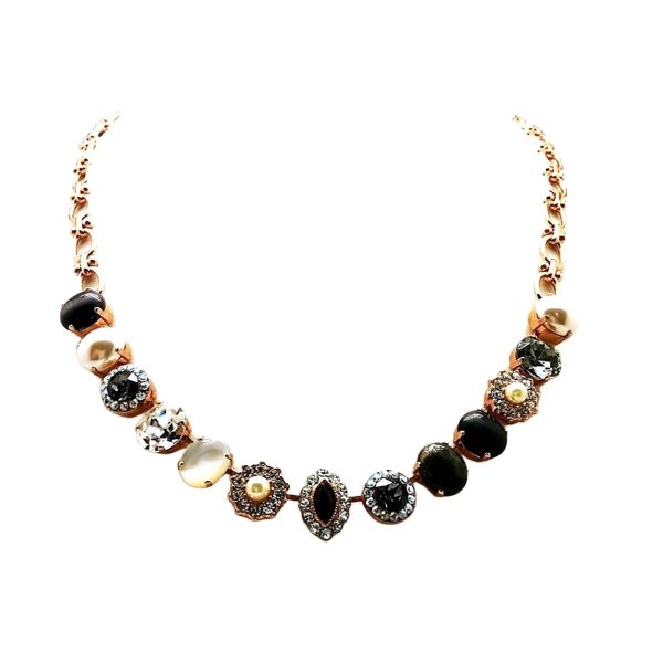 Mariana Necklace Exquisite Pyrite Mineral, Blacks, Clear & Whites Swarovski Crystals Zulu Africa Coll.
