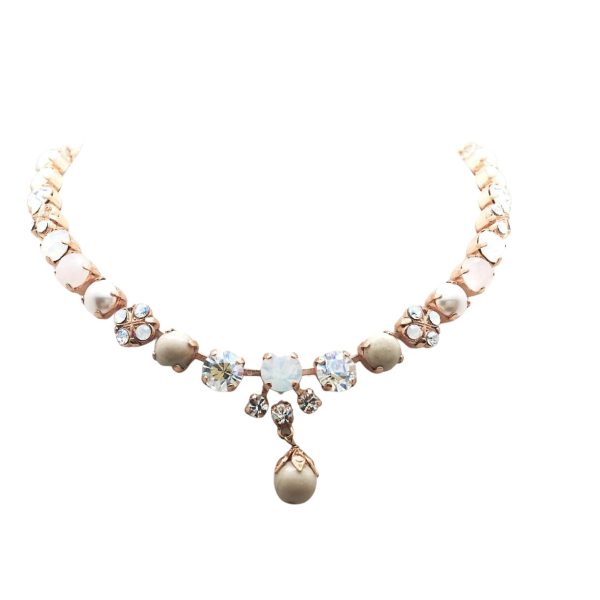 Necklace By Mariana Caribbean Life Coll. Riverstone Mineral & Whites Austrian Crystals