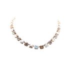 Mariana Necklace Kalahari Africa Coll. Glamorous White Shell Mineral, Clear & Whites Austrian Crystals - Image 3