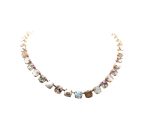 Mariana Necklace Kalahari Africa Coll. Glamorous White Shell Mineral, Clear & Whites Austrian Crystals - Image 2