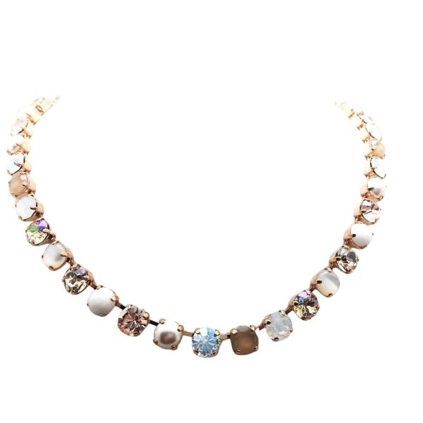 Mariana Necklace Kalahari Africa Coll. Glamorous White Shell Mineral, Clear & Whites Austrian Crystals