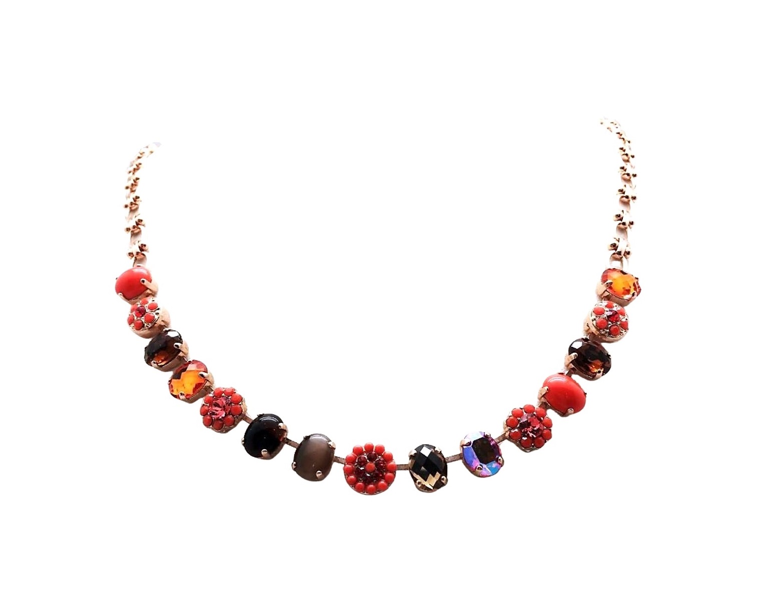 N-3416-1005-RG (1) Mariana Necklace Stunning Floral Multicolored Austrian Crystals Ring of Fire Nostalgia Coll. - Image 1