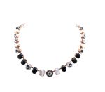 Necklace By Mariana Africa Coll. Pyrite & White Shell Mineral, Clears & Blacks Austrian Crystals - Image 2