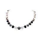 Necklace By Mariana Africa Coll. Pyrite & White Shell Mineral, Clears & Blacks Austrian Crystals
