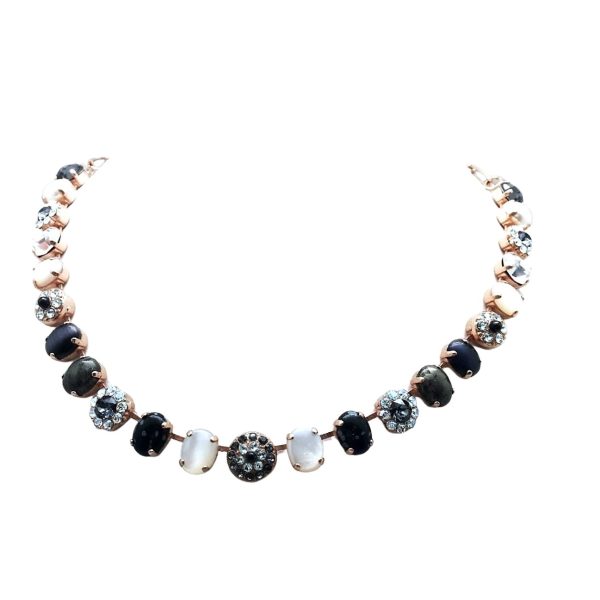 Necklace By Mariana Africa Coll. Pyrite & White Shell Mineral, Clears & Blacks Austrian Crystals